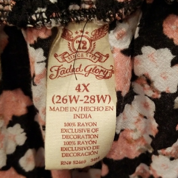 Faded Glory Brand 4X Boho Chic Pink Floral Blouse! - Picture 2 of 6
